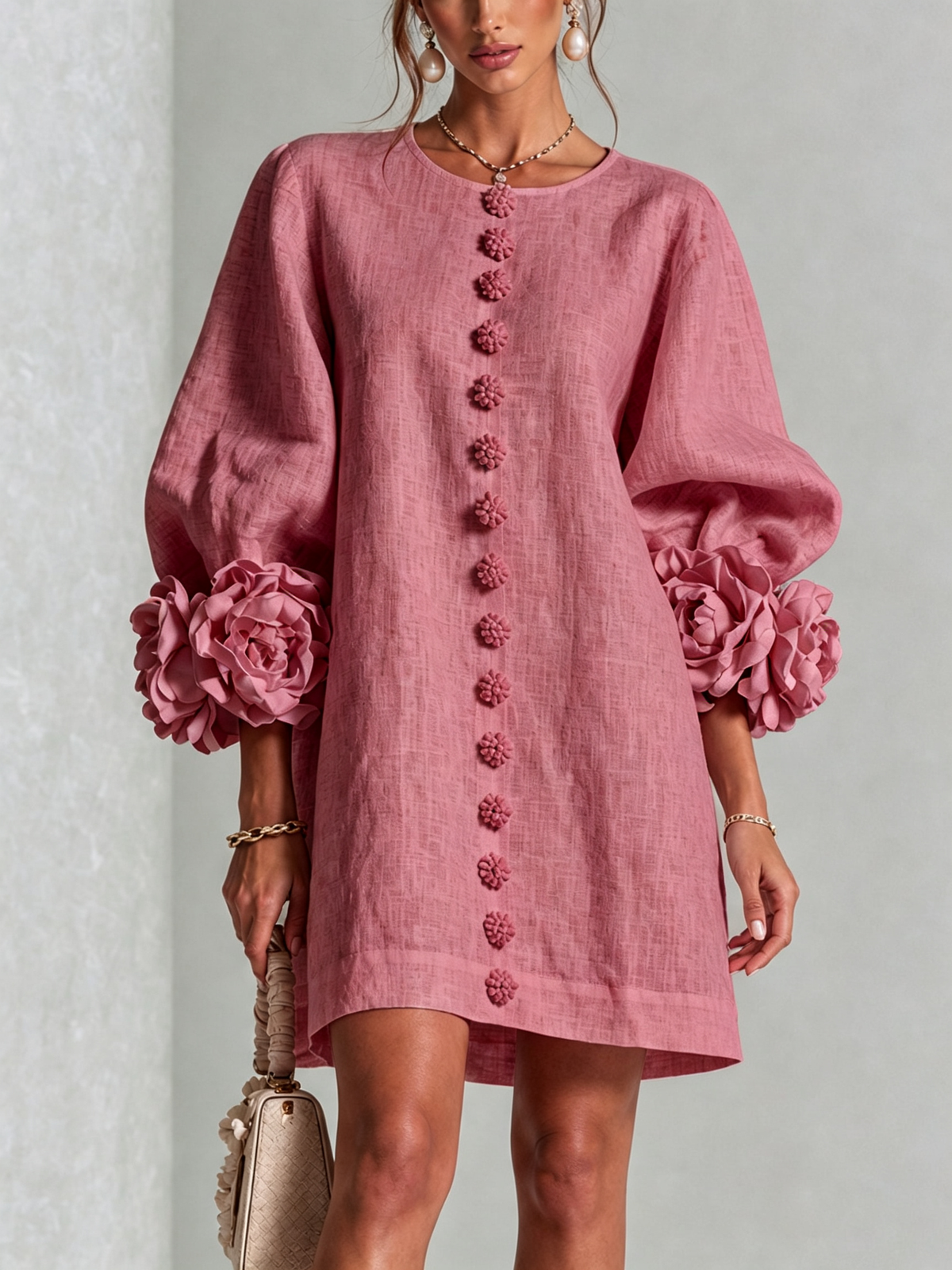 Leonora | Vestido Mini de Botones con puños