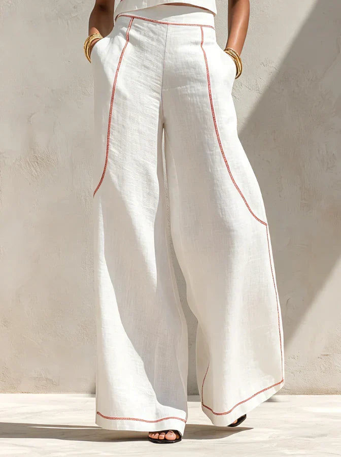 Victoria | Conjunto blanco con top sin mangas y pantalón de pierna ancha