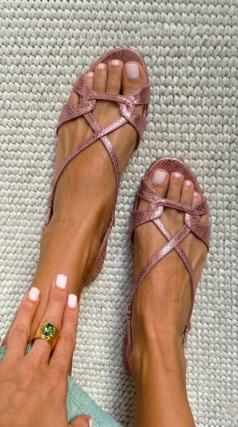 Sandalias planas de serpiente.