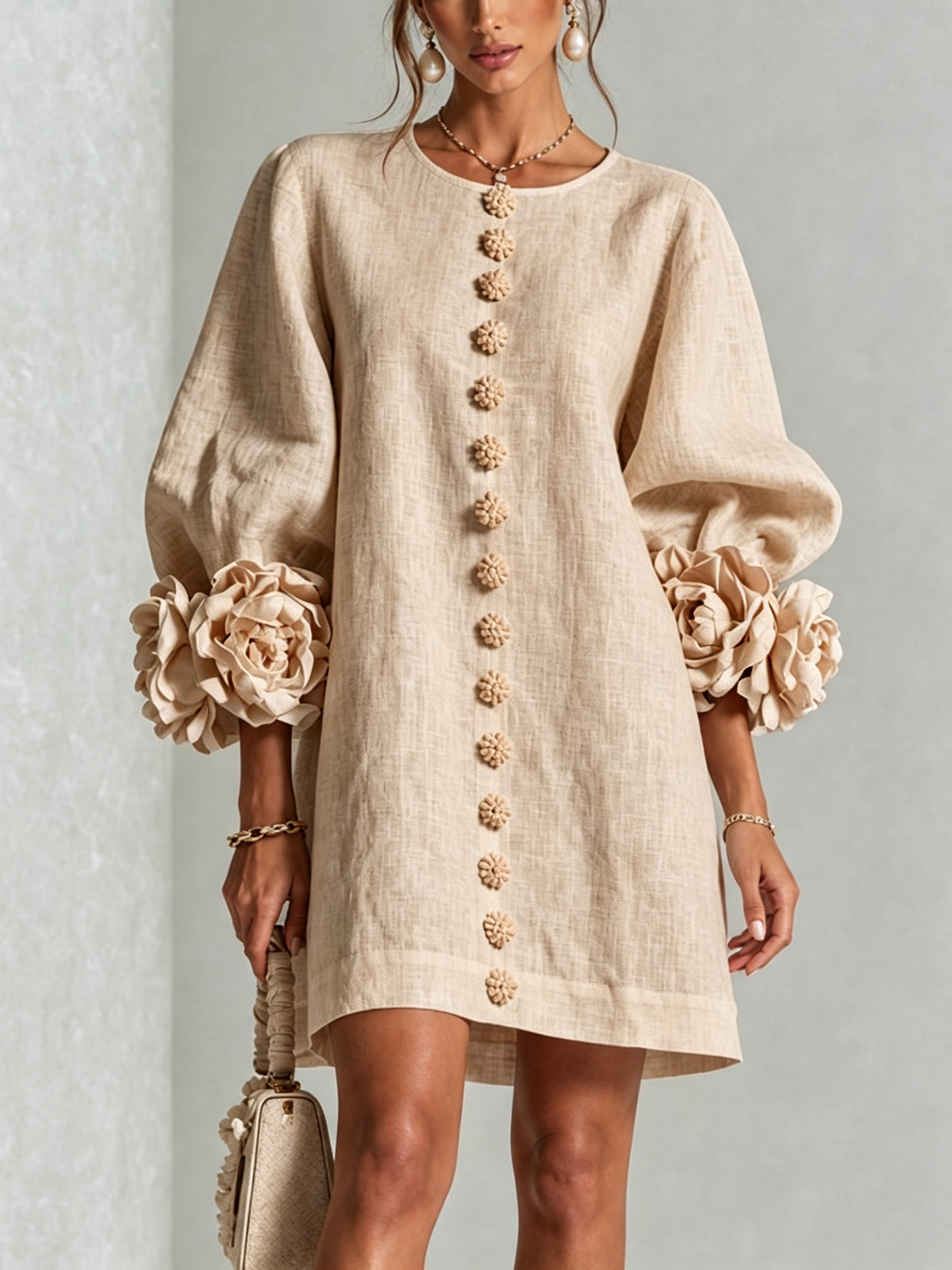 Leonora | Vestido Mini de Botones con puños