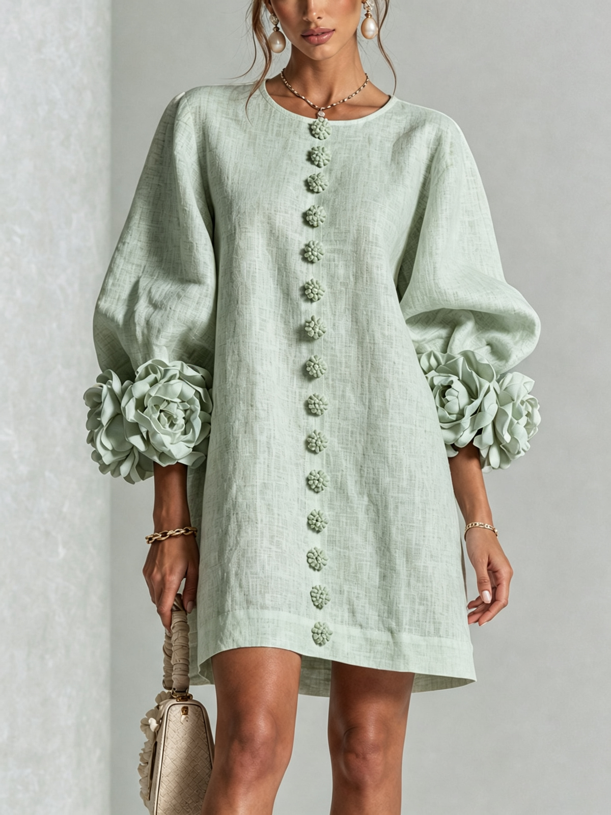 Leonora | Vestido Mini de Botones con puños
