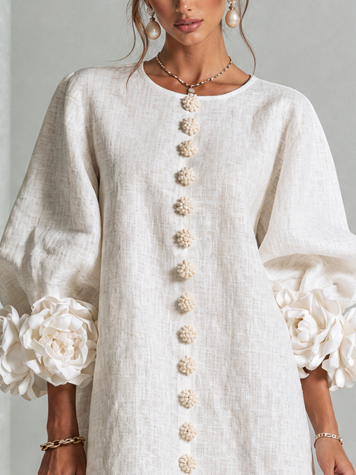 Leonora | Vestido Mini de Botones con puños
