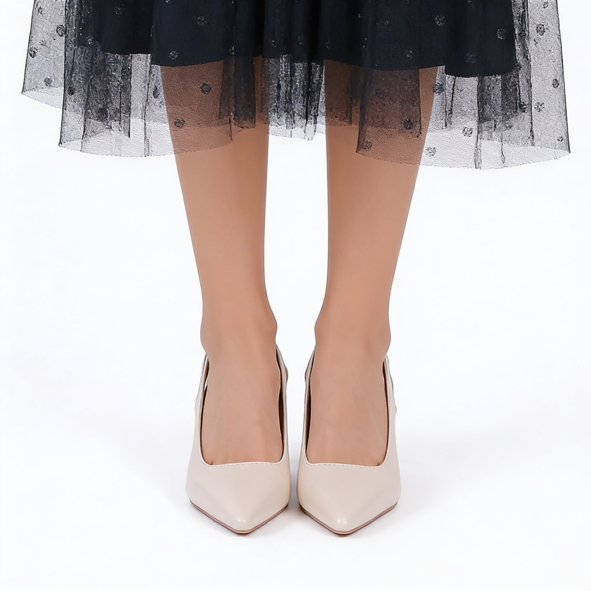 Nadia | Salón Slingback de Tacón Escultural con Puntera Fina en Nude