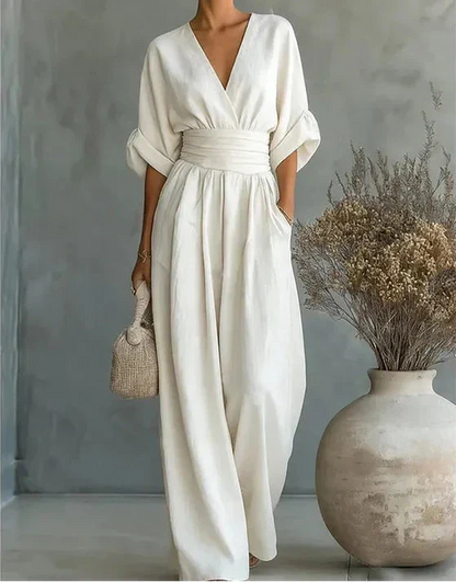 Daniela™ | Mono Elegante de Escote en V y Pierna Ancha